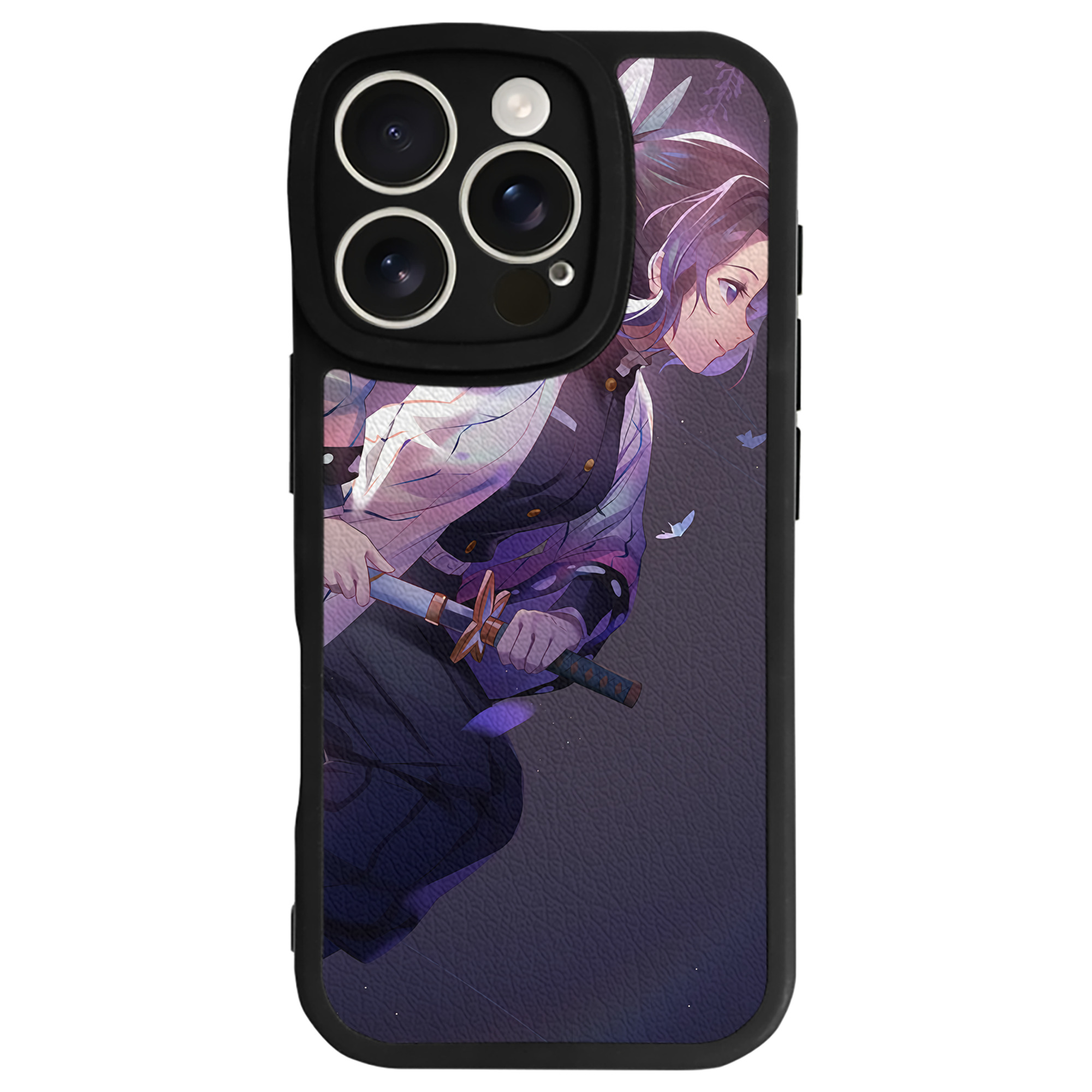 （画像用） 鬼滅の刃（きめつのやいば）蟲柱-胡蝶 しのぶ／こちょう しのぶ Kochou Shinobu 【iPhone 16シリーズ対応】シリコンスマホケース（レザー調） 材質：シリコン